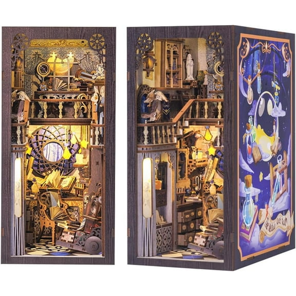 Book Nook Kit - DIY Miniature House Kit for Adults and Teens, Dollhouse Booknook Tiny House Model Build Bookshelf Decor, Gifts for Family, Friends
