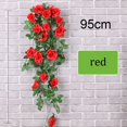 thumbnail image 1 of Cesta colgante de pared de flores artificiales violetas, flor de Orquídea, flor de seda, vid, hogar, boda, fiesta, decoración de luz de calle, 1 of 4
