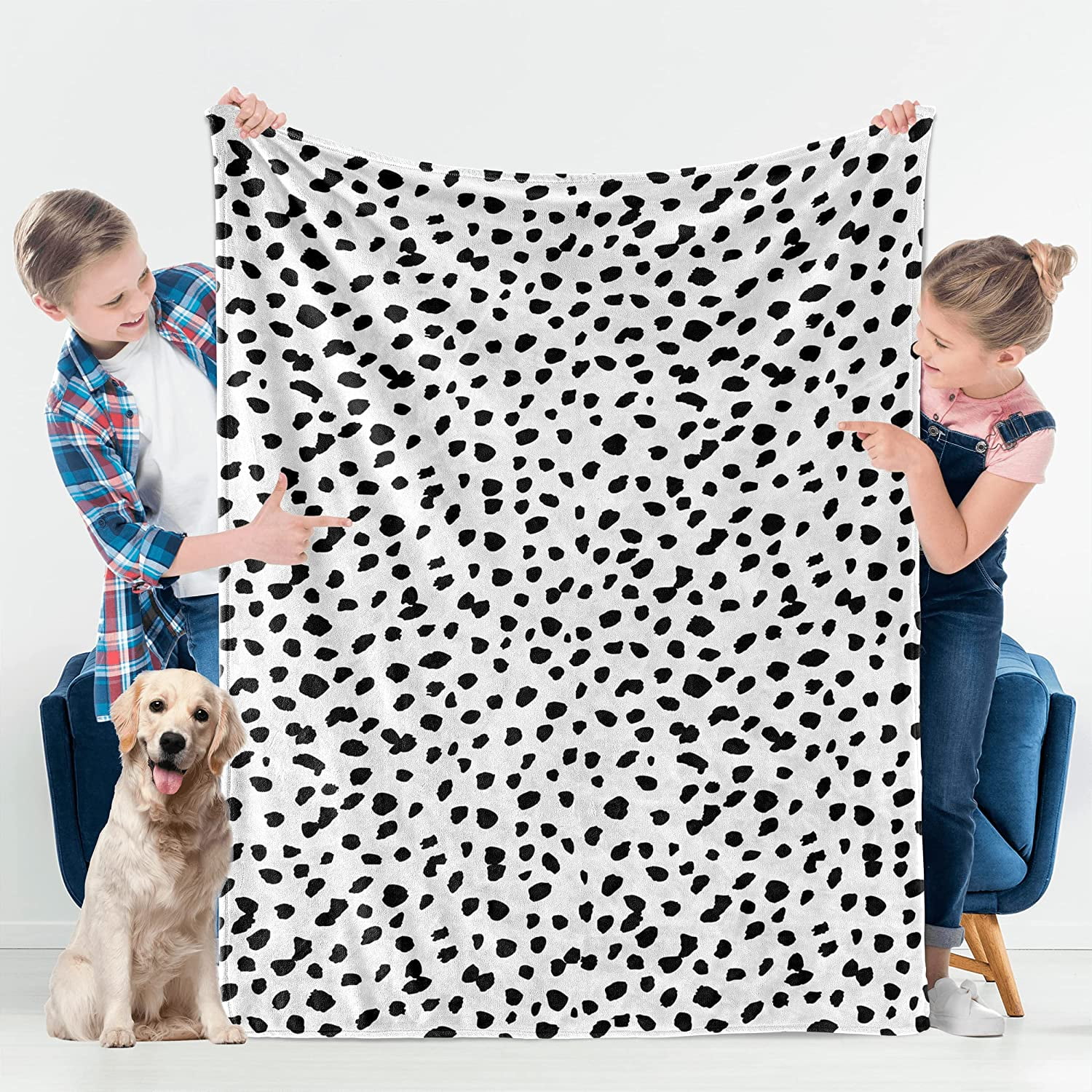 Dalmatian Dog Print Blanket Kids Throw Blankets for Couch Sofa Travel Camping, 50''''x40