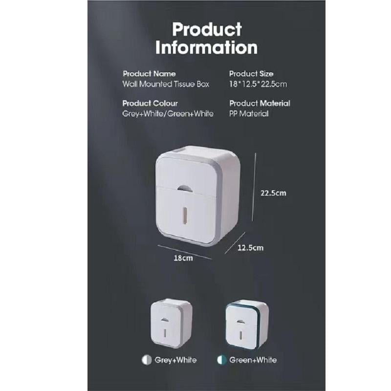Wall Hanging Waterproof Tissue Box Roll Paper Holder Toilet Tissue Storage Box Double Layer Plastic Organizer Bathroom Accessories