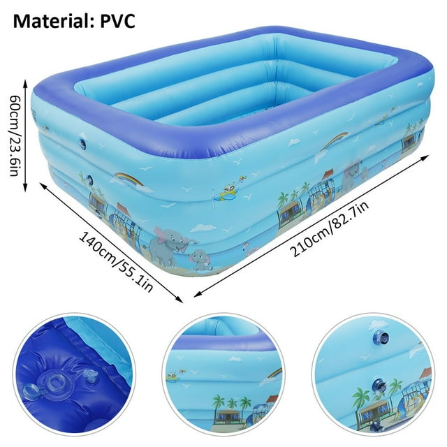 ” Inflatable Swimming Pool Padding Swim Centre Pools Children Bathing Tub Rectangular for Kids Adults Family Indoor Outdoor Garden Toys Game Above Ground Backyard Garden Summer Water”
