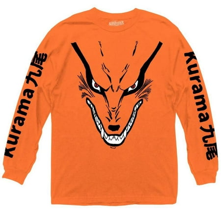 Ripple Junction Naruto Shippuden Adult Unisex Nine Tailed Demon Fox Kurama Heavy Weight 100% Cotton Long Sleeve Crew T-Shirt