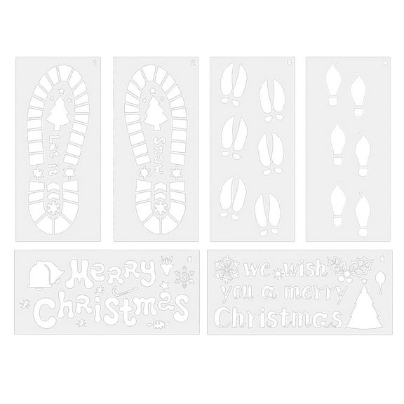 JZROCKER 6PCS Reusable Christmas Style Drawing Stencil Set for Christmas Party Decors