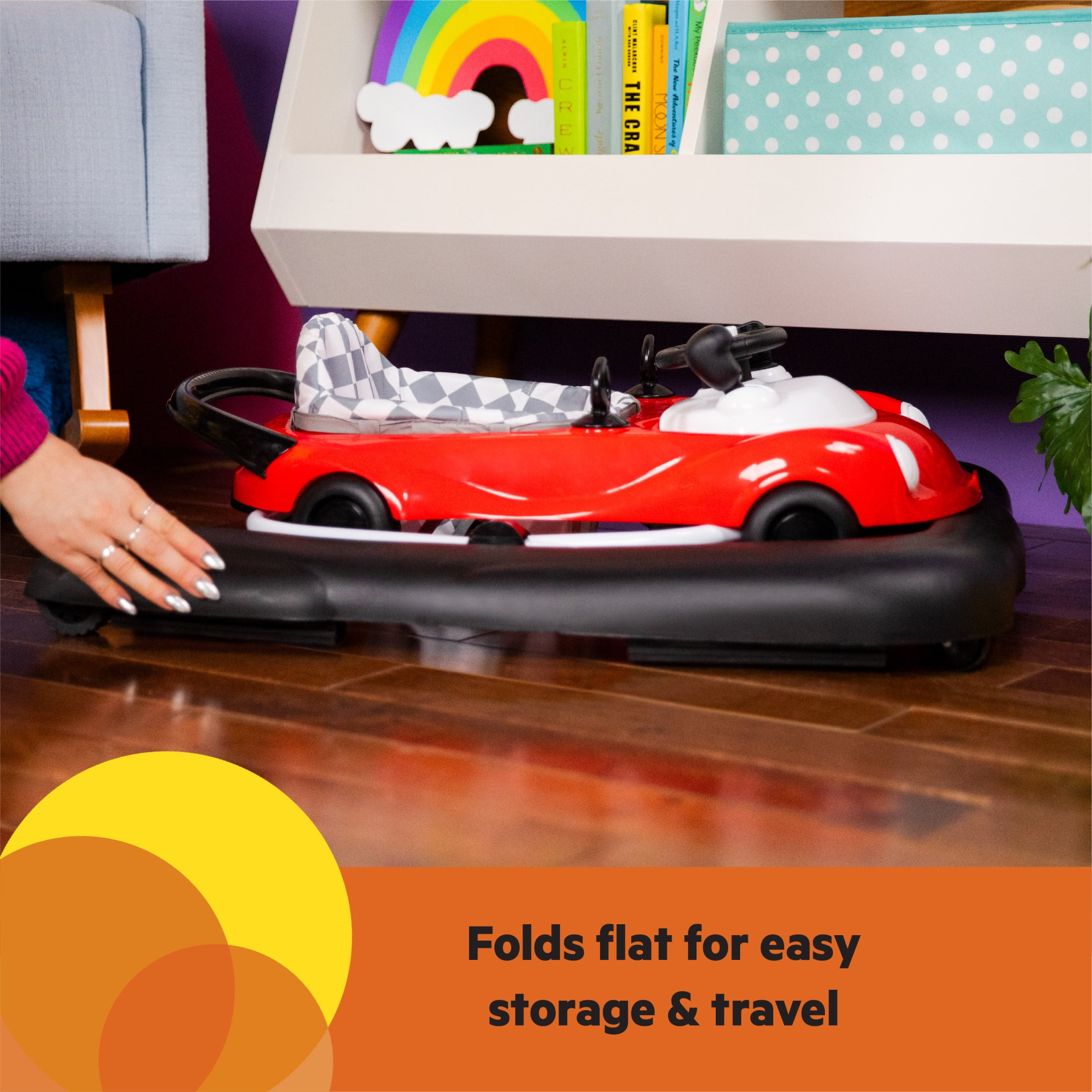 Bright Starts Little Speedster 3-in-1 Car Walker, Red, Infant to Toddler