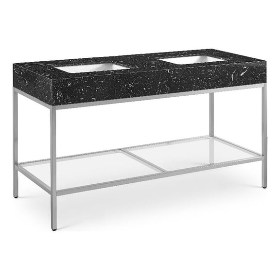 Meridian Furniture Marmo Black Engineered Stone Bathroom Vanity