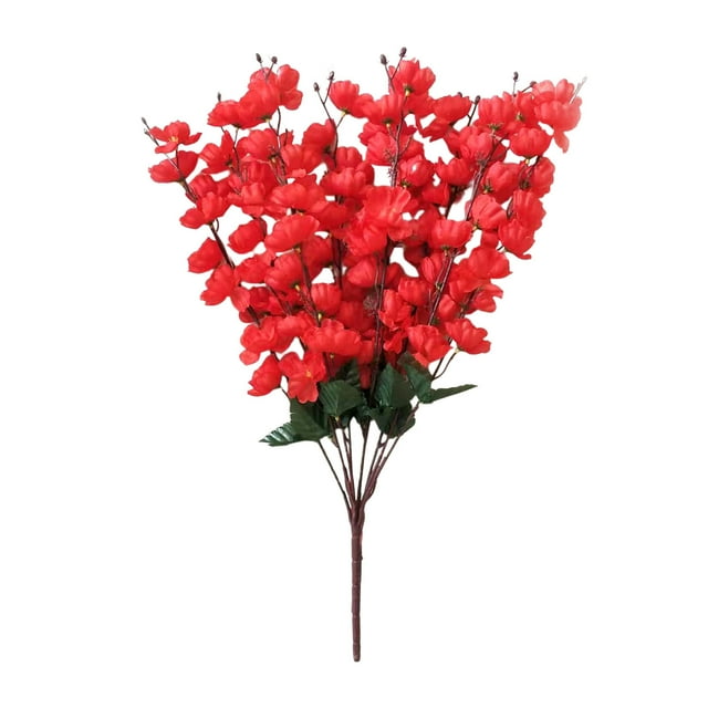 Red Pink Artificial Flower Bouquet Cloth Plastic For Home Tabletop Desk Decoration Photography Prop