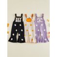 thumbnail image 3 of RUINIXCW Toddler Baby Girl Halloween Outfit Romper Overalls Infant Baby Girl Fall Winter Clothes Ghost Pumpkin Sleeveless Ribbed Bell Bottom Jumpsuit Overalls, 3 of 9