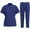 Dark Blue, variant on Scrubs for Women Set Short Sleeve Mock Neck Tops and Cargo Pants with Pocket Medical Nursing Uniforms Sets S-2XL