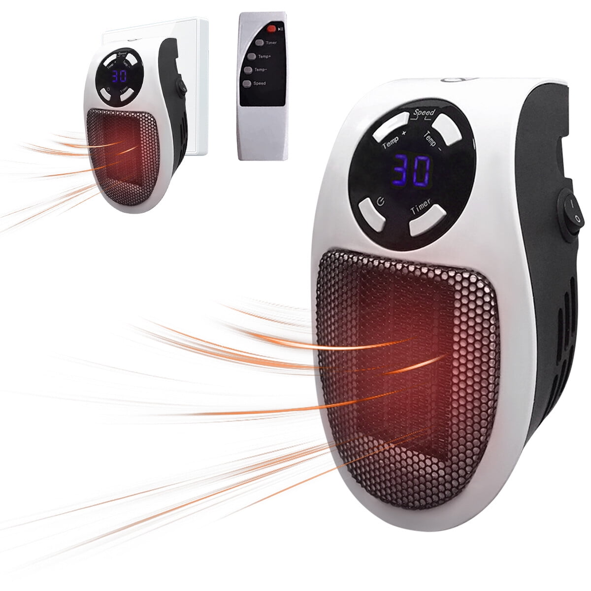LEERUI Space Heater with LED Display, Wall Outlet Electric Heater with Adjustable Thermostat and