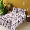 thumbnail image 2 of Ambesonne Dreamy Floral Fitted & Flat Sheet with Sham 3 Pcs Set, Flowers Jumble Leaves, Twin XL, Pastel Purple Plum Ivory, 2 of 5
