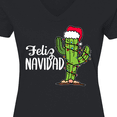 thumbnail image 4 of Inktastic Feliz Navidad Christmas Cactus in Santa Hat Women's V-Neck T-Shirt, 4 of 5