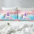 thumbnail image 4 of Unicorn Bed Sheets Set Dreamy Horse Cartoon Animal Full Sheet Set ,Cherry Blossom Sheets Gradient Blue Pink Japan Floral Bed Set,Japanese Flowers Cute Room Decor, 4 of 5