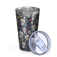 thumbnail image 2 of 16oz Tumblers Navy Floral Skull Pattern Stainless Steel Vacuum Insulated Double Wall Travel Tumbler Cups Mug with Lid and Straw,Cleaning Brush for Coffee,Tea, 2 of 4
