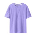 thumbnail image 2 of TrdSipl Knit Shirts for Men Casual Ribbed Jacquard Textured T-Shirt Summer Crew Neck Fashion Tees Purple M, 2 of 4