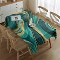 thumbnail image 2 of Teal and Gold Marble Swirls Pattern Rectangle Tablecloth 60"x84",Waterproof Polyester Rectangle Table Cloth, Wipeable Spillproof Polyester Tablecloth for Dining, Camping, Indoor and Outdoor, 2 of 5
