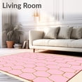 thumbnail image 2 of ODIKA 8'x10' Machine Washable Non-Slip Area Rug, Honeycomb Hexagon Interlocking Design Plush Surface Covering High Traffic Rug with Pad, Pink, 590006, 2 of 8