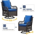 thumbnail image 3 of Garvee 3 Pieces Outdoor Swivel Rocker Chair Set, Outdoor Swivel Glider Rocker, Outdoor Rocking Chair Set with Glass Top Table with Thick Cushions for Backyard, Balcony, Deck, Navy Blue, 3 of 9