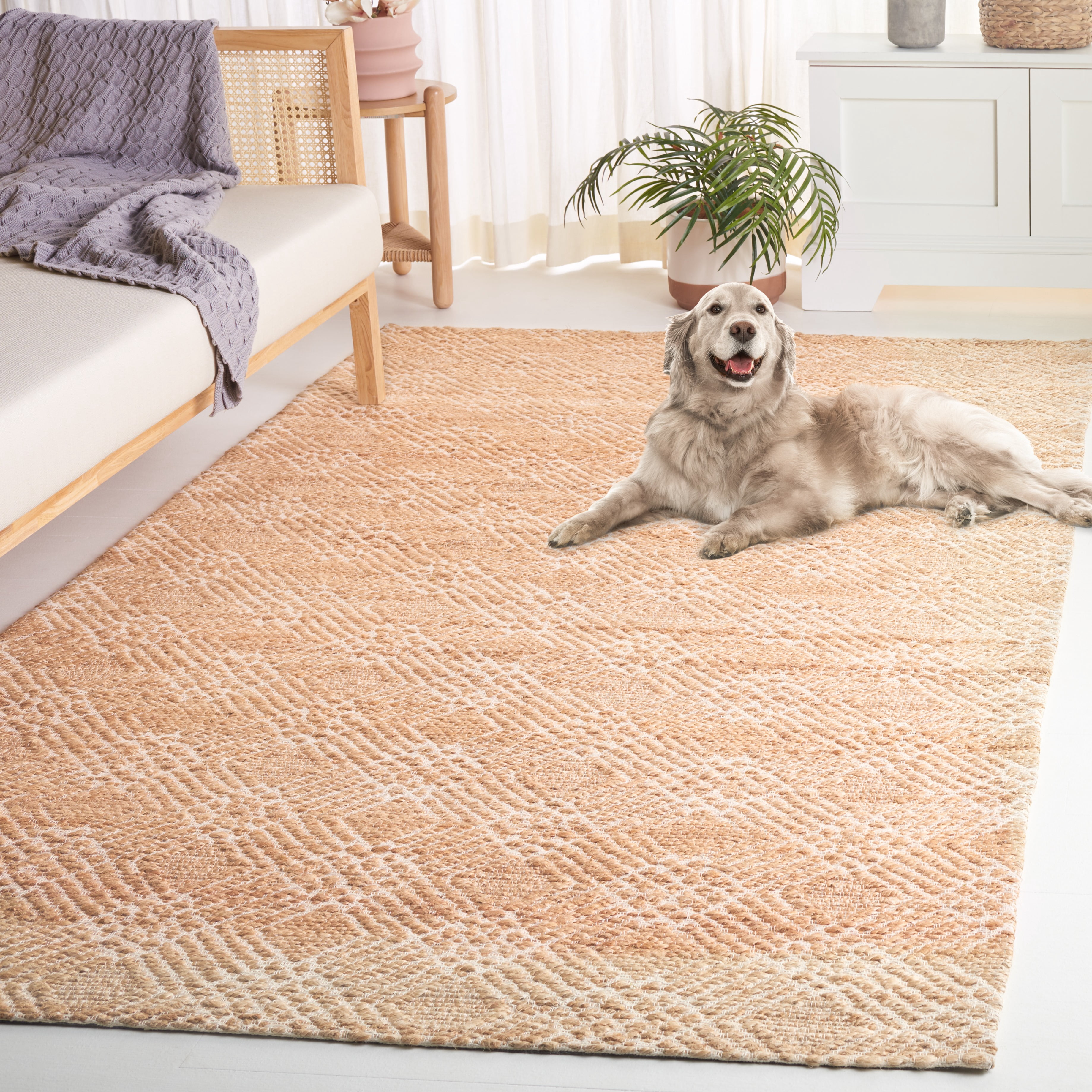 SAFAVIEH Natural Fiber Marielle Geometric Area Rug, Natural/Ivory, 5' x 8'