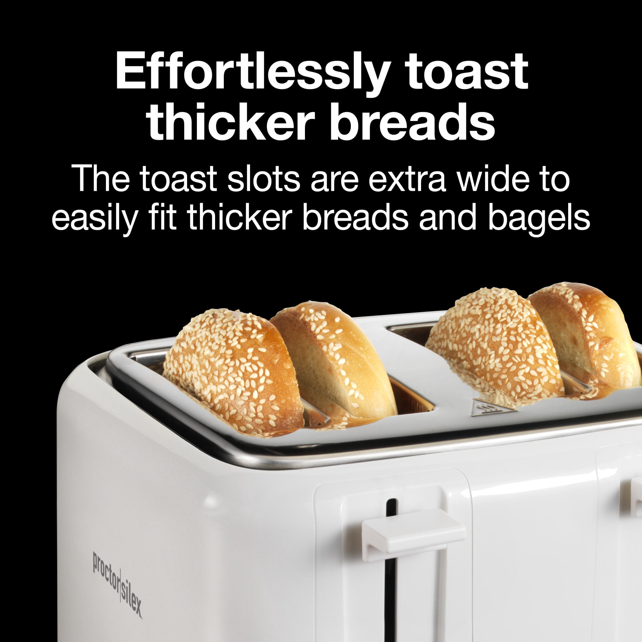 Proctor Silex 4-Slice Toaster with Extra-Wide Slots, Toast Boost, and Removable Crumb Tray, White