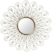 Empire Art Direct Flower Burst Bling Round Wall Mirror with Gold Metal Frame, Decorative Mirror - 36 x 36