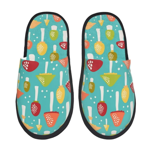 Fotbe Mushrooms Pantuflas Peludas para Mujer con Estampado, Zapatillas de Peluche, Zapatos de Invierno para Casa, Uso Interior y Exterior-Large