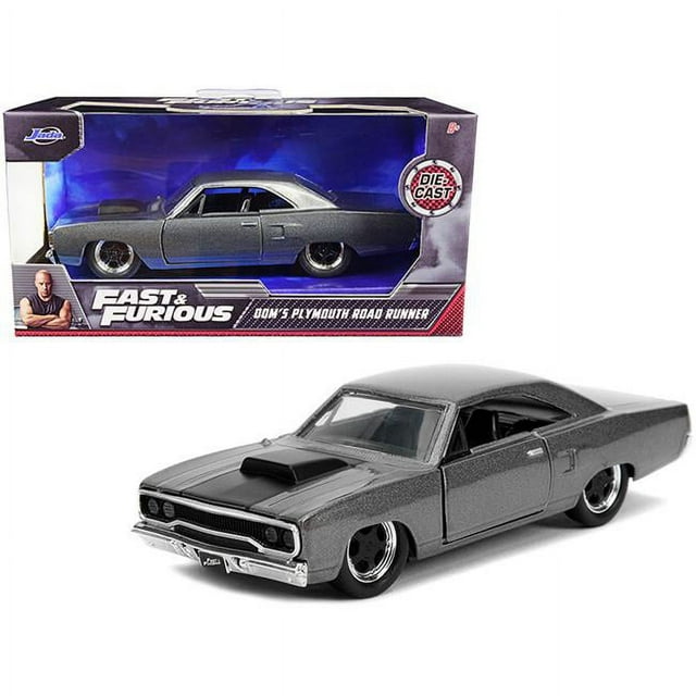 30746 1-32 Échelle Dom Plymouth Road Runner Rayé Fast & Furious Modèle Réduit de Voiture, Gris Foncé & Noir Métallique Mat