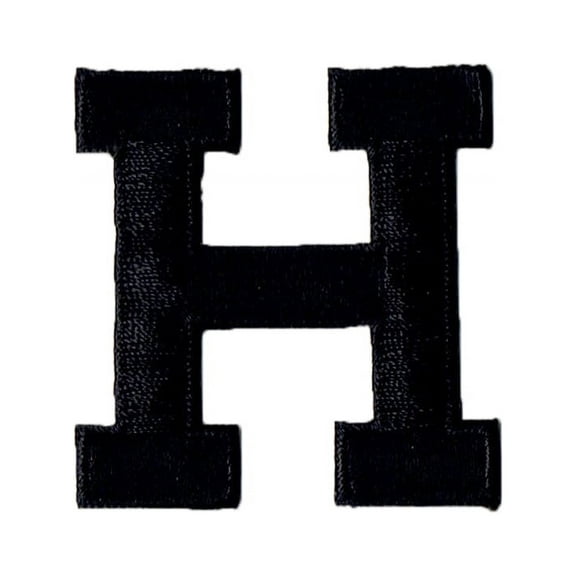 Alphabet Letter - H - Color Black - 2" Block Style - Iron On Embroidered Applique Patch