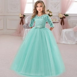 AAMILIFE Kids Princess Dress for Girls Flower Appliques Ball Gown Dress  Kids Clothes Elegant Party Wedding Costumes Children Clothing 