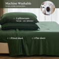 thumbnail image 4 of Simple&Opulence 100% Viscose from Bamboo Sheet Set 4Pcs, Cooling for Hot Sleepers, Soft Breathable Bed Sheets Set, 15" Deep Pockets, Luxury Hotel Silky Bedding Sheets (Dark Green,King), 4 of 6