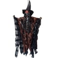 thumbnail image 3 of Fnochy 12x27.5 Inch Dark Hanging Grim Reaper, Scary Halloween Hanging Ghost with Creepy Scream Glowing LED Red Eyes, Horror Witch Animated Grim Reaper, Halloween Hanging Decorations, 3 of 5