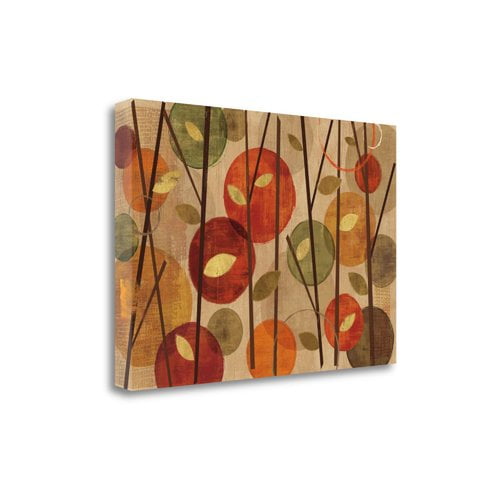 Modern Forest Circles Spice By Veronique Charron, 39" x 27" Fine Art Giclee Print on Gallery Wrap Canvas, Ready to Hang