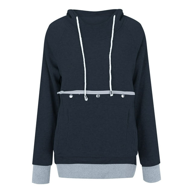 WEAIXIMIUNG Robe Chandail en Molleton Grande Taille pour Femmes Automne et Hiver Pull à Capuche Ample pour Animaux de Compagnie Chat Chien Grande Poche Pull-Over Chandail en Molleton