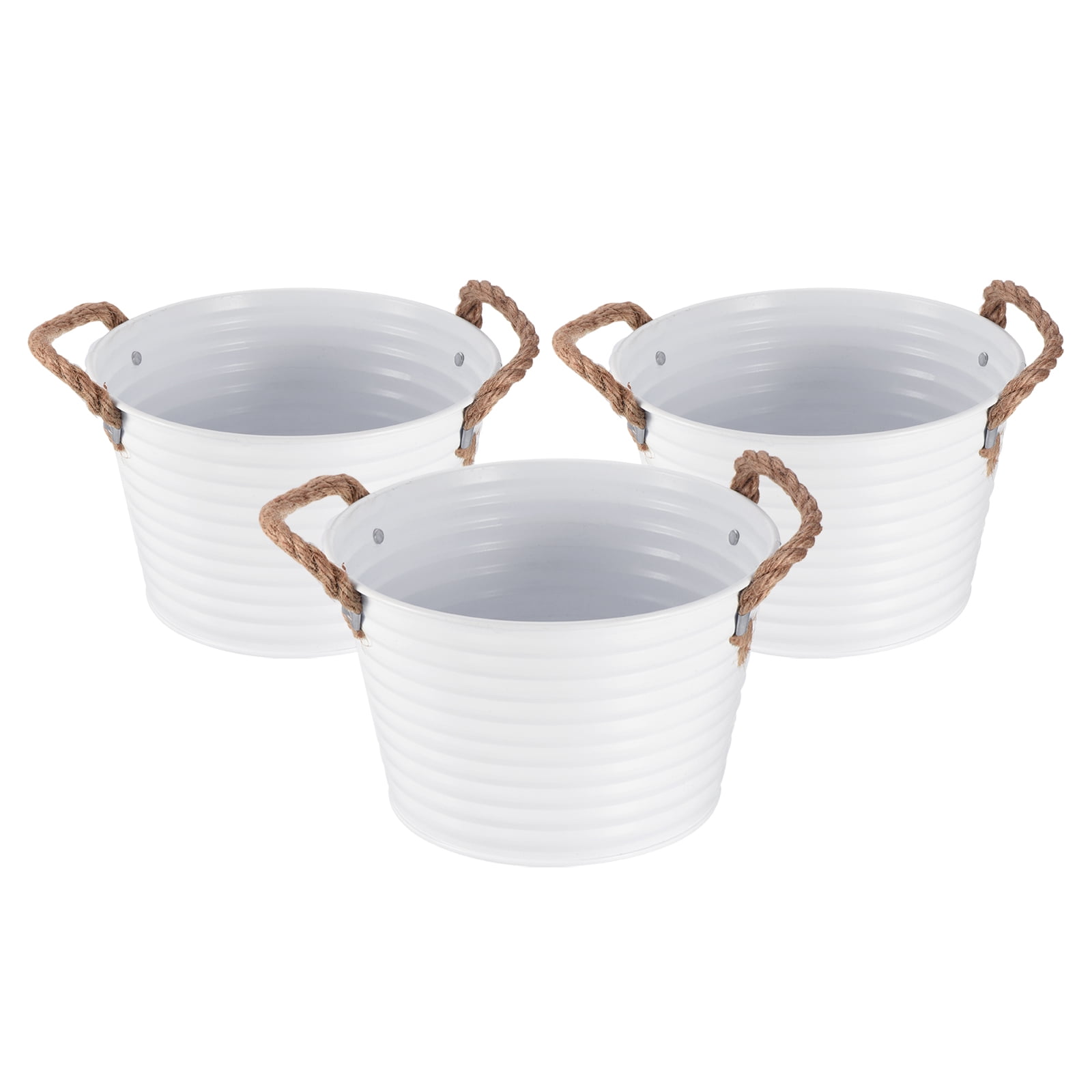 Uxcell 6.7" Metal Bucket with Rope Handles Flowerpot Planter Container