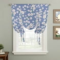 thumbnail image 2 of Watercolor Floral Balloon Curtains 63 Inch Length for Living Room/Bedroom, Spring Flower Leaves Botanical Blue Rod Pocket Privacy Door Curtains Decorative Tie Up Shade for Window 52"x63", 2 of 8