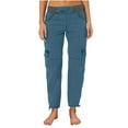 thumbnail image 3 of Kmdttou Women Wide Leg Fashion Casual Solid Color High Waist Cargo Pants A-Line Loose Wide Leg Pocket Drying Long Pants S-3XL, 3 of 6