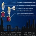 thumbnail image 2 of Gem Stone King 925 Silver and 10K Yellow Gold Red Rhodolite Garnet and White Lab Grown Diamond Dangle Earrings for Women | 1.51 Cttw | Gemstone January Birthstone | Emerald Cut 6X4MM, 2 of 6