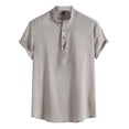 thumbnail image 1 of Camisas Para Hombre Manga Larga De AlgodóN Blusa De Camisa De Color Sólido Con Solapa De Manga Corta Casual De Primavera Y Verano Para Hombres (Grey, XL), 1 of 3