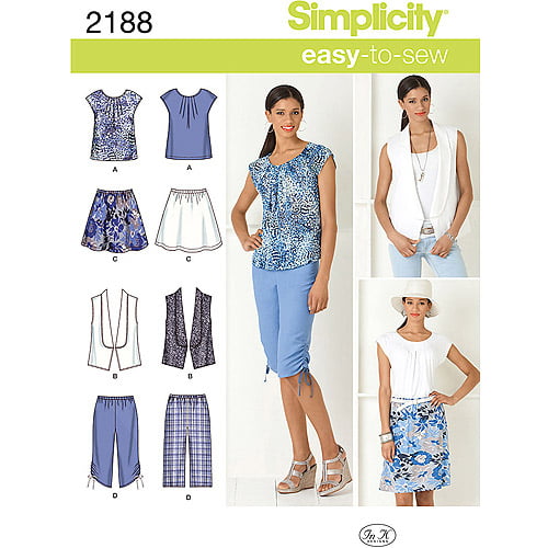 Simplicity Misses' Size XXS-XXL Sportswear, Top, Vest, Skirt & Cropped ...