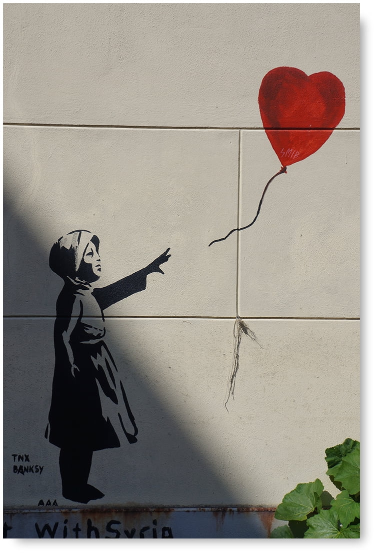 Banksy Girl And Balloon Foil print Black Red Graffiti Wall Art Home Decor Poster 