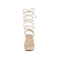 thumbnail image 6 of BLISSFUL STEP Women's Lace Up Platform Heel Espadrilles Wedge Sandals Beige 10, 6 of 7