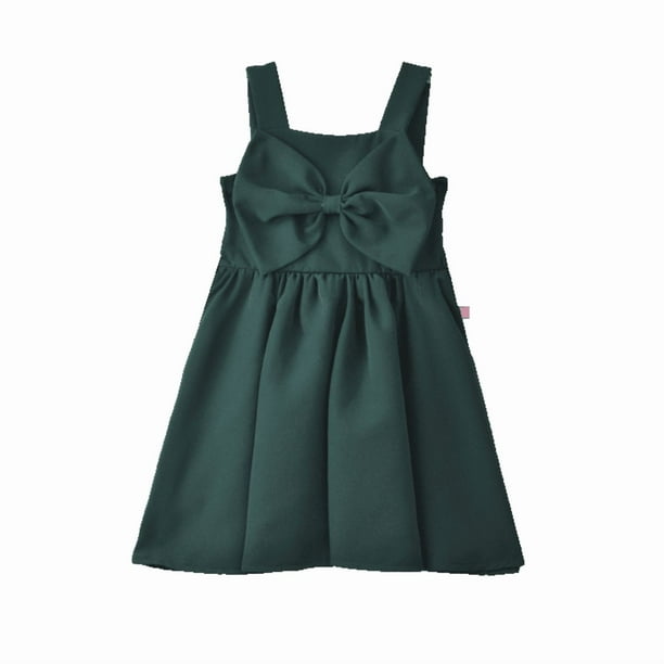 FLORY Vestido con Moño para Niña | Vestido casual para Niña | 0152, Esmeralda, G