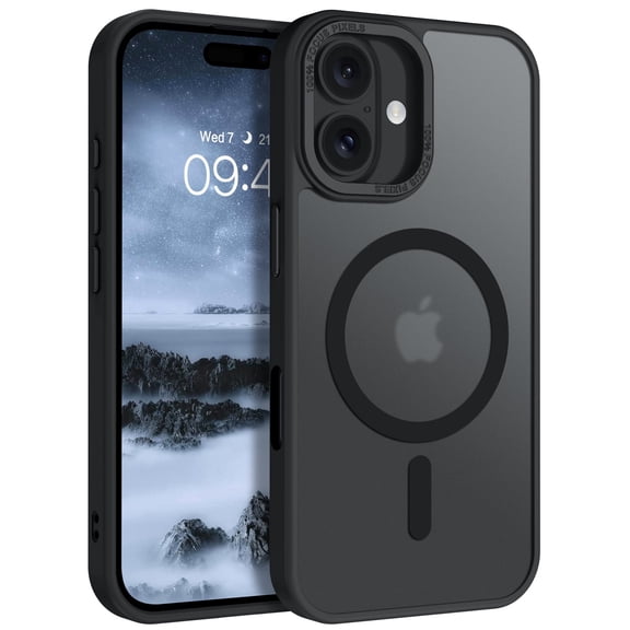 DUEDUE Magnetic iPhone 16 6.1", Compatible with Mag-Safe, Translucent Matte Slim Shockproof Cover Case for iPhone 16 , Black
