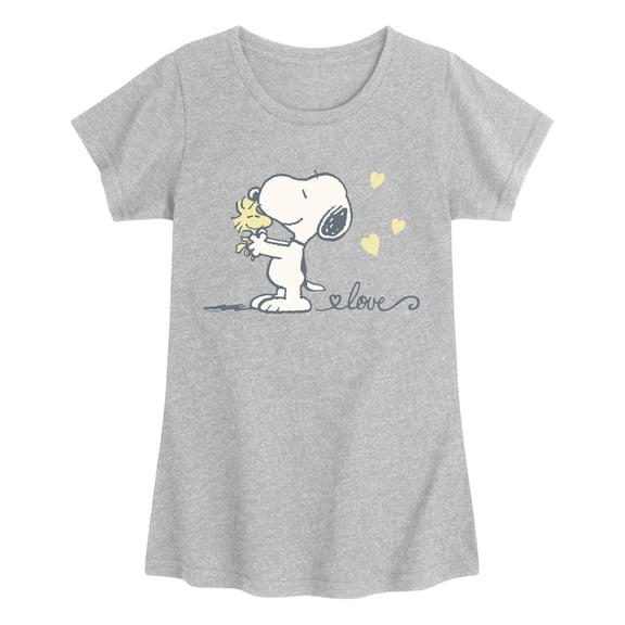 Peanuts - Snoopy & Woodstock Love Fitted Short Sleeve Graphic T-Shirt