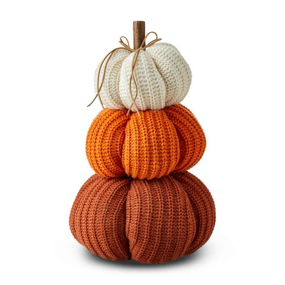 Stacked Yarn Pumpkins Tabletop Decor, Multicolor, 14", Fall by Way To Celebrate