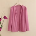 thumbnail image 2 of BODOAO Women's Button Down V Neck Long Sleeve Soft Knit Cardigan Sweater Women's Long Sleeve Ice Knit with Skirt V Neck Cardigan Pink 3Xl, 2 of 4