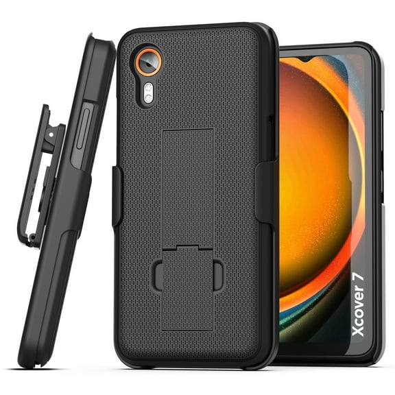 Encased DuraClip for Samsung Galaxy XCover 7 Belt Clip Case with Holster and Kickstand (Black)