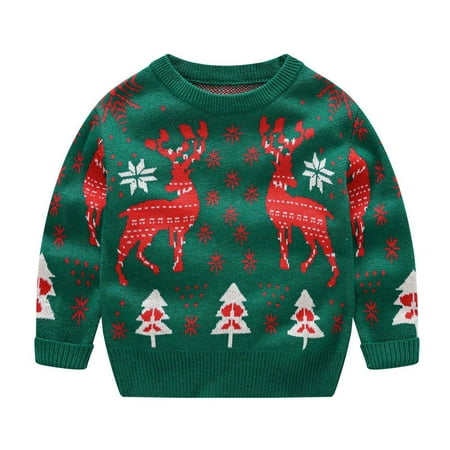 

Kids Toddler Sweaters Christmas Print Long Sleeve Crewneck Knitting Tops Unisex Boys Girls Spring Knitwear