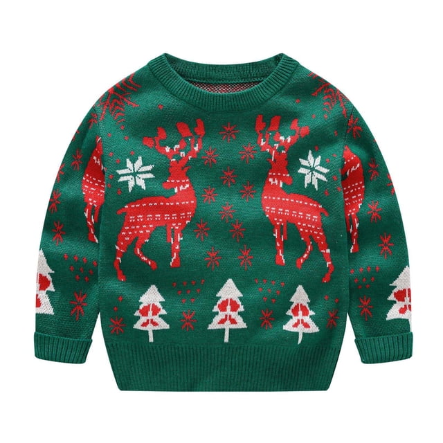 Suéter Para Niños Otoño Invierno Niños Moda Cuello Redondo Suéter De Dibujos Animados Suéter Clásico Verde Odeerbi LM103-7979