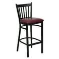 thumbnail image 2 of Emma + Oliver Black Metal Vertical Back Barstool, Burgundy Vinyl Seat, 2 of 7