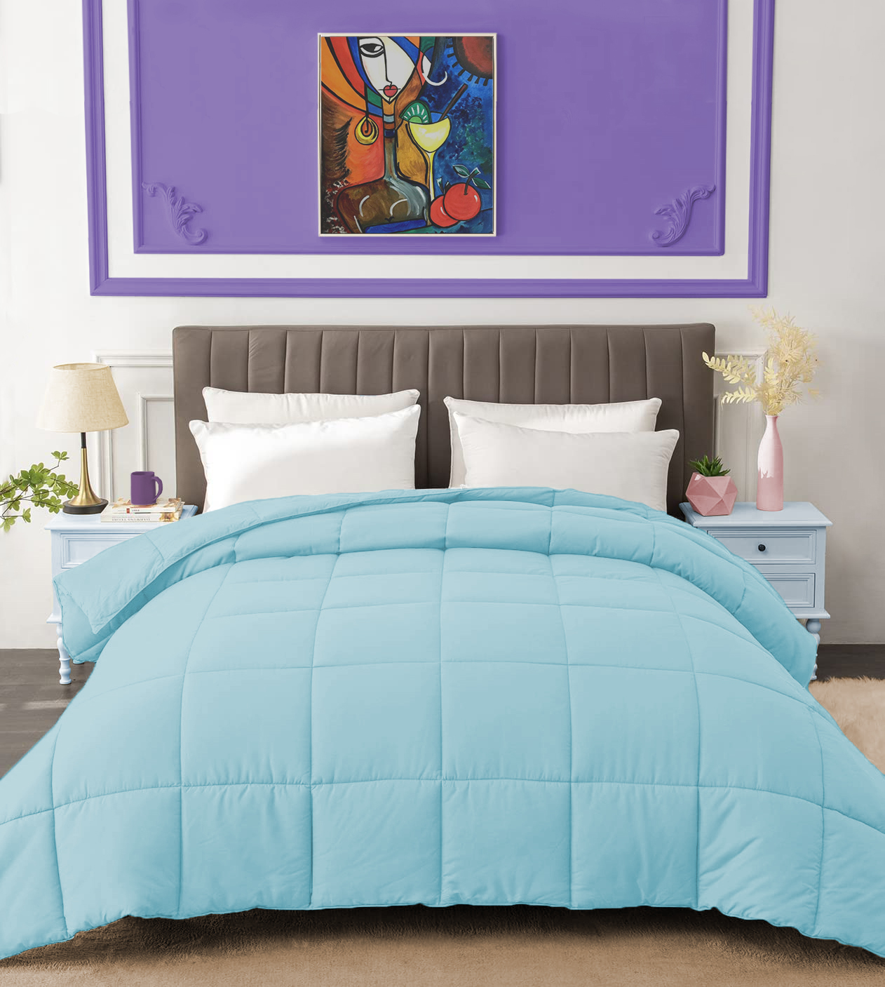 BedDecor 300 GSM 1 Pcs Solid (Light Blue,Oversize King) 100 Egyptian